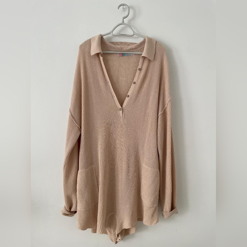 Free People Picnic Sweater Romper in Natural in Size Medium